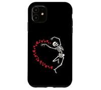 Skeleton Heart Valentine Graphic Dancing Skull Hearts Art Case for iPhone 11