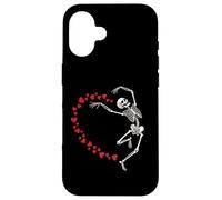 Skeleton Heart Valentine Graphic Dancing Skull Hearts Art Case for iPhone 16