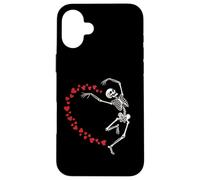 Skeleton Heart Valentine Graphic Dancing Skull Hearts Art Case for iPhone 16 Plus