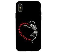 Skeleton Heart Valentine Graphic Dancing Skull Hearts Art Case for iPhone X/XS