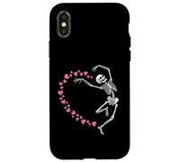 Skeleton Heart Valentine Graphic Dancing Skull Hearts Art Case for iPhone X/XS