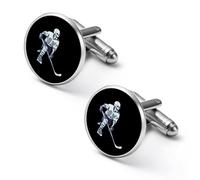 Skeleton Hockey Player Mens Classic Cufflinks Custom Shirt Cuff Links Jewelry Accessories for Business Wedding 0.7" 0.8"