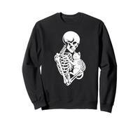 Skeleton Holding cat Halloween Cat Lover Cat Dad Mom Sweatshirt