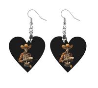 Skeleton Holding Oyster Women's Wooden Earring Drop Dangle Earrings Pendant Jewelry Love