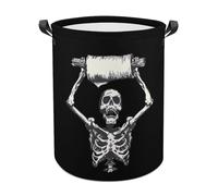 Skeleton Holding Up Toilet Paper Funny Laundry Baskets Collapsible Waterproof Clothes Hamper Storage Bins with Handles 13.8"x13.8"x17.3" 17.3"x17.3"x17.3"