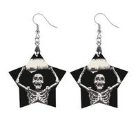 Skeleton Holding Up Toilet Paper Novelty Women's Dangle Earrings Fashion Printed Wood Earring Drop Pendants Jewelry