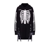 Skeleton Hoodie Dress Black