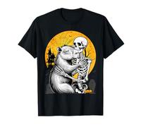 Skeleton Hugging Capybara Halloween Capy Lover Spooky Season T-Shirt