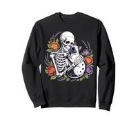 Skeleton Hugging Cat Floral Halloween Cats Lover Family Sweatshirt