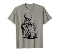 Skeleton Hugging Cat Halloween Vintage Funny Ragdoll Cat Dad T-Shirt