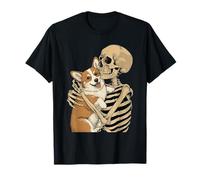 Skeleton Hugging Corgi Halloween Dog Lover Corgi Mom Dad T-Shirt