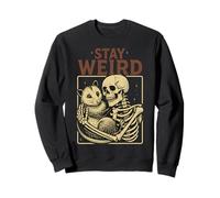 Skeleton Hugging Opossum Stay Weird Vintage Humor Possum Sweatshirt