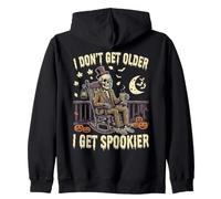 Skeleton I Get Spookier Halloween Haunted Season Celebration Zip Hoodie