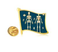 Skeleton Illustration Human Skeleton Golden Metal Flag Lapel Pin Badge
