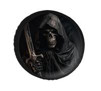 Skeleton in Robe Spare Tire Cover PVC Leather Spare Wheel Cover Dustproof Waterproof Jeep Tire Cover for 34inch Camper, RV Trailer, Truck, SUV Fit Diameter 28-34 Inch
