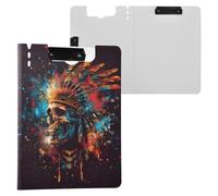 Skeleton Indian Style Clipboard a4 Clip Board Foldover Document Folder Files for Paperwork with Clips Lightweight Plastic