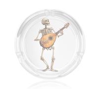 Skeleton Is Playing The Lute Glass Ashtray For Cigarettes Ash Trays Case For Home Office Decor