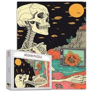 Skeleton Jigsaw Puzzles 1000 Pieces for Adults, Families (Human Skull,Celestial Body Television) Pieces Fit Together Perfectly 19.7''x27.6''inch Mythical Skullman Frameable Magic Puzzle Art Gifts