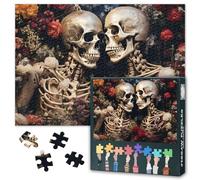 Skeleton Jigsaw Puzzles for Adults 1000 Pieces, Skeleton Corpse of Couple Lover with Flower Grow on Theme Eternal Love Puzzle, Impossible Challenges, 19.5 x 27.5 Inch