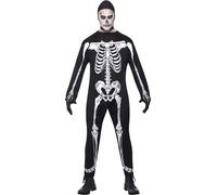Adult Mens Skeleton Costume Jumpsuit Scary Smiffys Halloween Fancy Dress New