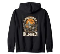 Skeleton Just Waiting For Halloween Pumpkin Graveyard Zip Hoodie