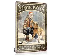 Skeleton Key Decor Tin Sign Hanging Round Retro Metal/Rustic Durable Wall Plaque - Racecar Some Boys Are Just Born With Ice Hockey And Dogs In Their Souls
