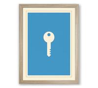 Skeleton Key Minimalist Framed Wall Art Print A1 (84.1×59.4cm) Oak, Wall Decor for Living Room, Bedroom, Office & Home, Ready to Hang, Art Gift