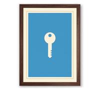 Skeleton Key Minimalist Framed Wall Art Print A1 (84.1×59.4cm) Walnut, Wall Decor for Living Room, Bedroom, Office & Home, Ready to Hang, Art Gift