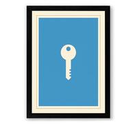 Skeleton Key Minimalist Framed Wall Art Print A3 (42×29.7cm) Black, Wall Decor for Living Room, Bedroom, Office & Home, Ready to Hang, Art Gift