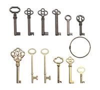 Skeleton Key Set,Universal Skeleton Replacement Keys, Vintage Keys Kit for Antique Dresser, Chinese Cabinet, Antique Furniture and Old Style Cabinets or Doors (12 pcs)