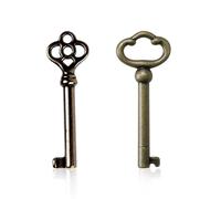 Skeleton Key - TRACOMPAN 2-Pack Ky-2AB and Ky-3AB Replacement Hollow Barrel Skeleton Keys | Antique Brass Skeleton Key for Chinese Cabinets, Vintage Dressers & Antique Locks, Bronze