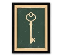 Skeleton Key Vintage Framed Wall Art Print A1 (84.1×59.4cm) Black, Wall Decor for Living Room, Bedroom, Office & Home, Ready to Hang, Art Gift