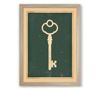 Skeleton Key Vintage Framed Wall Art Print A3 (42×29.7cm) Oak, Wall Decor for Living Room, Bedroom, Office & Home, Ready to Hang, Art Gift