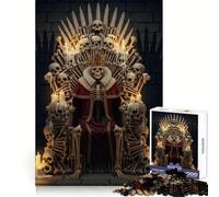 Skeleton King on Throne of Bones Jigsaw Puzzles 1000 Pieces for Teenagers Memory Upgrade Relaxing Fun Sharp Cut Art Collection Piece 38x52cm
