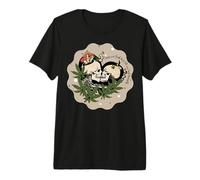 Skeleton Kiss Romantic Gothic Skull Mushroom Botanical Premium T-Shirt