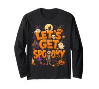 Skeleton Let's Get Spooky Halloween Witch Cute Costume Kids Long Sleeve T-Shirt