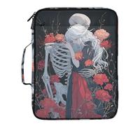 Skeleton Love Beauty Anime File Folder Jackets 7 Pockets A4 Letter Size with Zipper Closure for Office Document Organizer