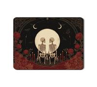 Skeleton Lovers Dish Drying Mats For Kitchen Counter, Gothic Rose Absorbent Rubber Dish Drainer Rack Mat, Halloween PU Leather Drying Pad For Kitchen Counter Decor 18x24 Inch