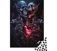 Skeleton Lovers Jigsaw Puzzles 1000 Piece Recycled Paper Glowing HeartPuzzle for Adults Jigsaw Puzzle Educational Game Decompression Home Activity Celebration Gifts 52x38cm/1000pcs