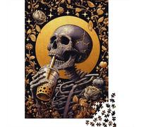 Skeleton Loves Bubble Tea Jigsaw Puzzle for Adults, 1000 Pieces, 70x50cm/1000pcs, White Cardboard, Relaxing Indoor Activity And Time at Home
