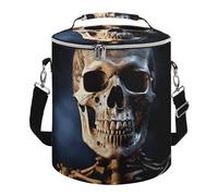 Skeleton Lunch Bag, 15L Portable Leakproof Picnic Basket with Shoulder Strap, Insulated Picnic Cooler Bag for Camping, Beach, Hiking & Groceries