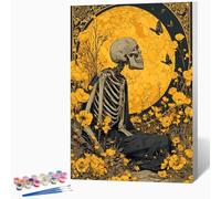 Skeleton Man Paint by Numbers for Adults Flowers Paint by Numbers Kits, Hobbies for Adults Women, Acrylic Pigment Color Oil Drawing Kits Wall Art for Room Decor 8x12 Inch (Without Frame) -LKF0747OZ