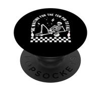 Skeleton Me Waiting for The Ten Pin to Fall Bowling Suspense PopSockets Adhesive PopGrip