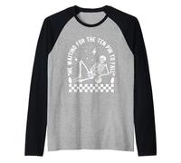Skeleton Me Waiting for The Ten Pin to Fall Bowling Suspense Raglan Baseball Tee