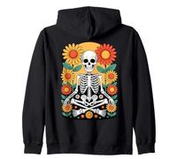 Skeleton Meditating Among Vibrant Sunflowers Zip Hoodie
