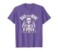 Skeleton Men Bad to The Bone Rock Skull Graphic T-Shirt, Men, Purple Heather, M