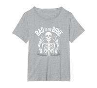 Skeleton Men Bad to The Bone Rock Skull Graphic T-Shirt, Women's Plus, Heather Grey, 1X