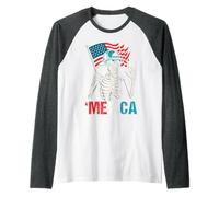 Skeleton Merica Rock American Flag Patriotic 4th Of July Raglan Baseball Tee