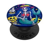 Skeleton Mermaid Witch Halloween Enchantment PopSockets Adhesive PopGrip