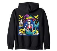 Skeleton Mermaid Witch Halloween Enchantment Zip Hoodie